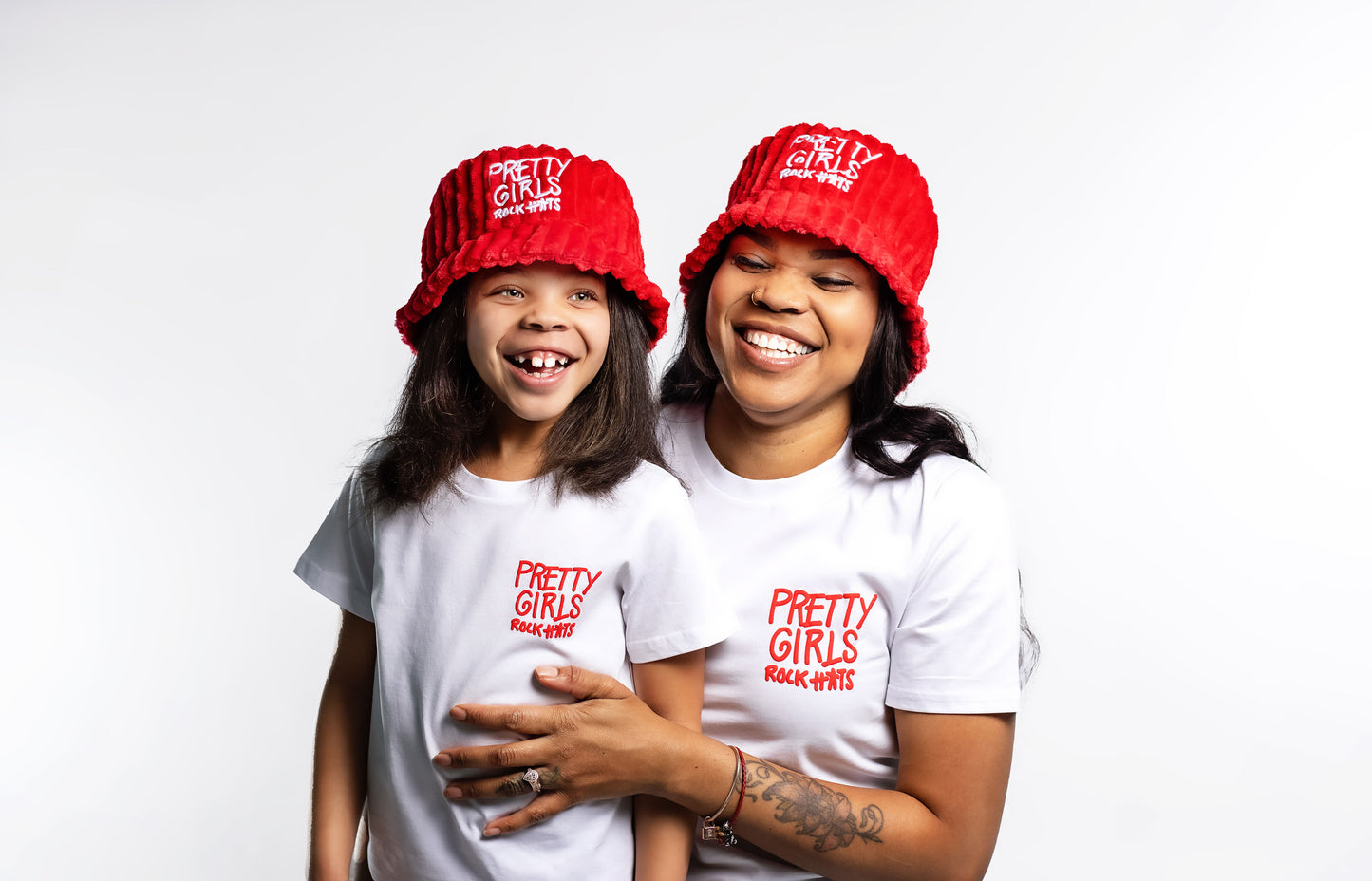 Red (adult & kid size) “Pretty Girls” Bucket Hat