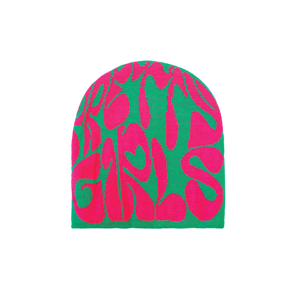 Green & Pink “Pretty Girls” Beanie