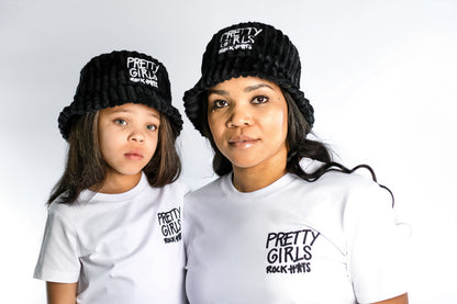 Black (adult & kid size) “Pretty Girl” Bucket Hat