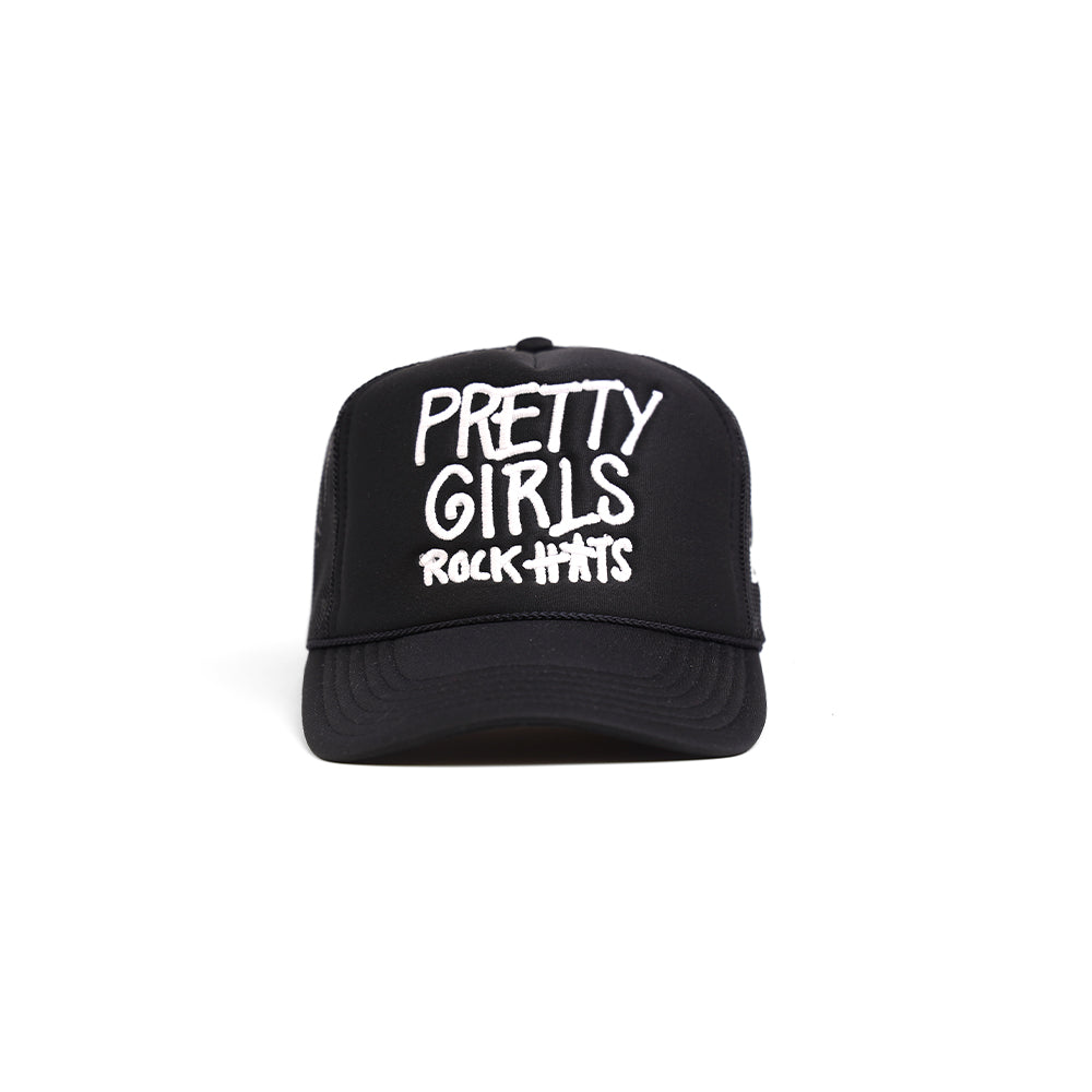 Black "Pretty Girls Rock Hats" Trucker Hat