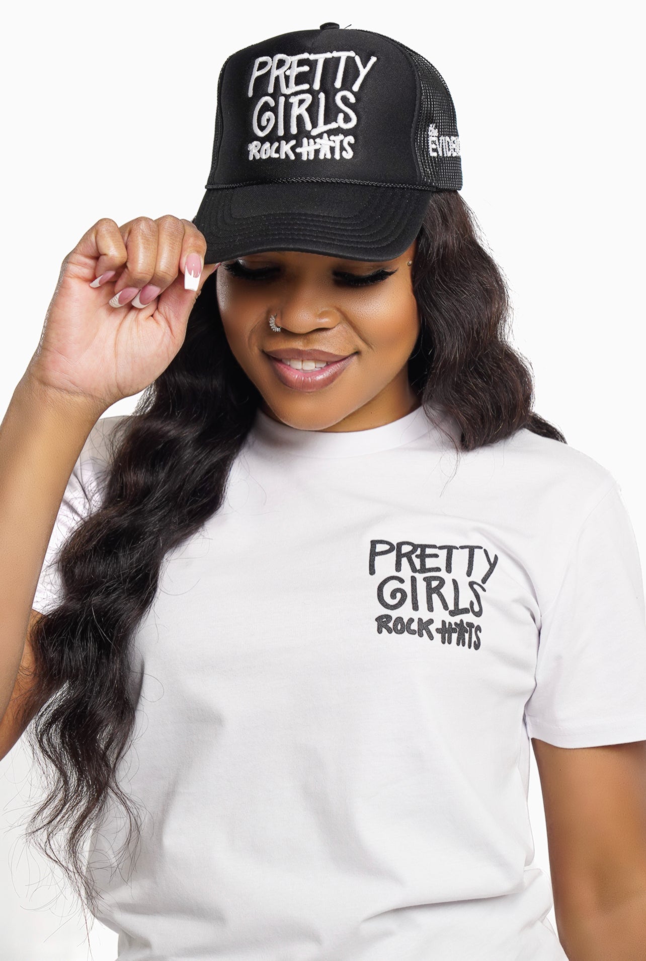 Black "Pretty Girls Rock Hats" T-shirt (unisex size)