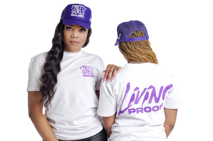 Purple "Pretty Girls Rock Hats" T-shirt (unisex size)