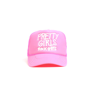 Neon Pink "Pretty Girls Rock Hats" Trucker Hat