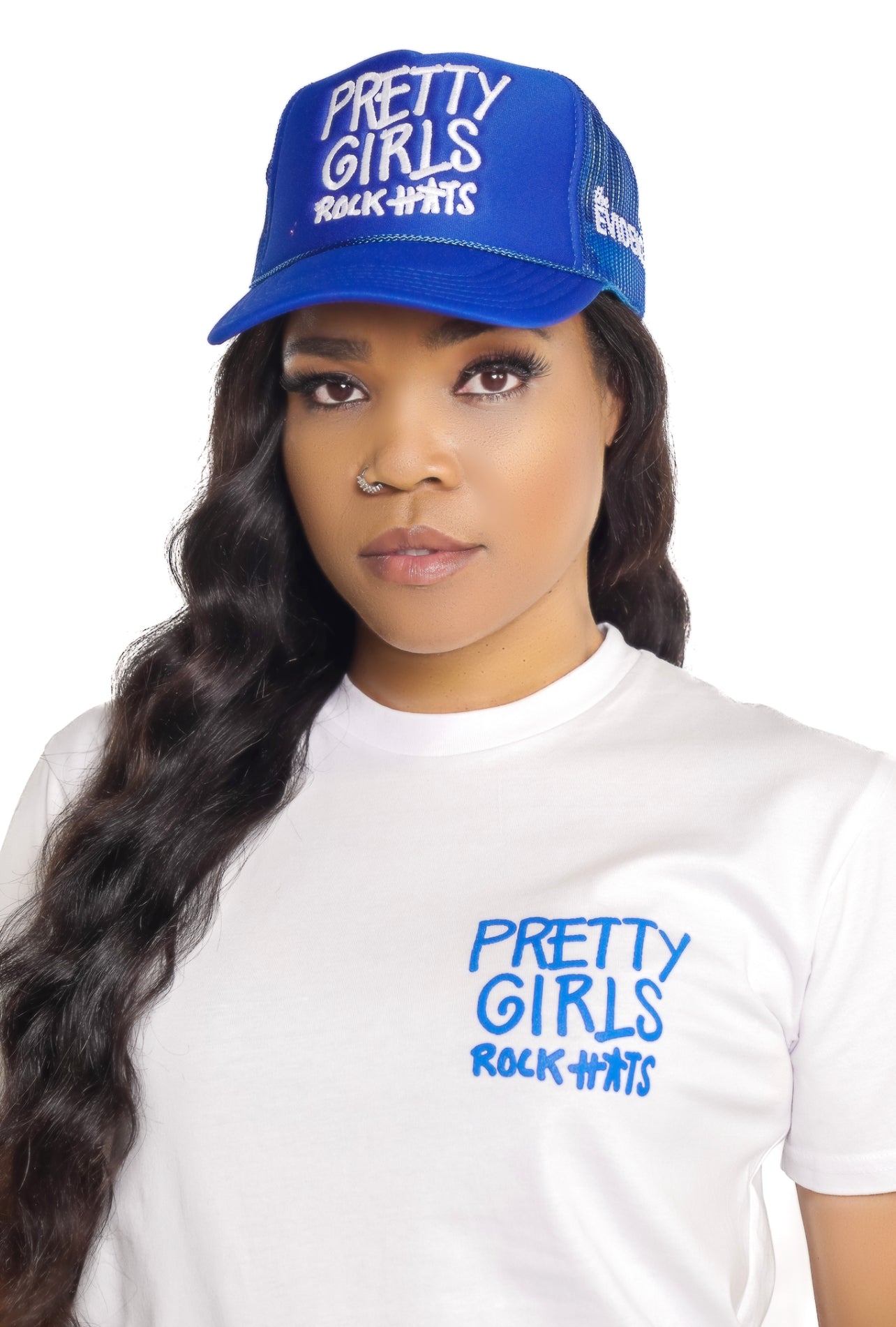 Blue "Pretty Girls Rock Hats" Trucker Hat