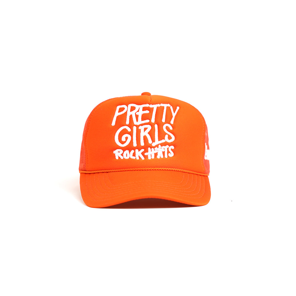 Orange "Pretty Girls Rock Hats" Trucker Hat